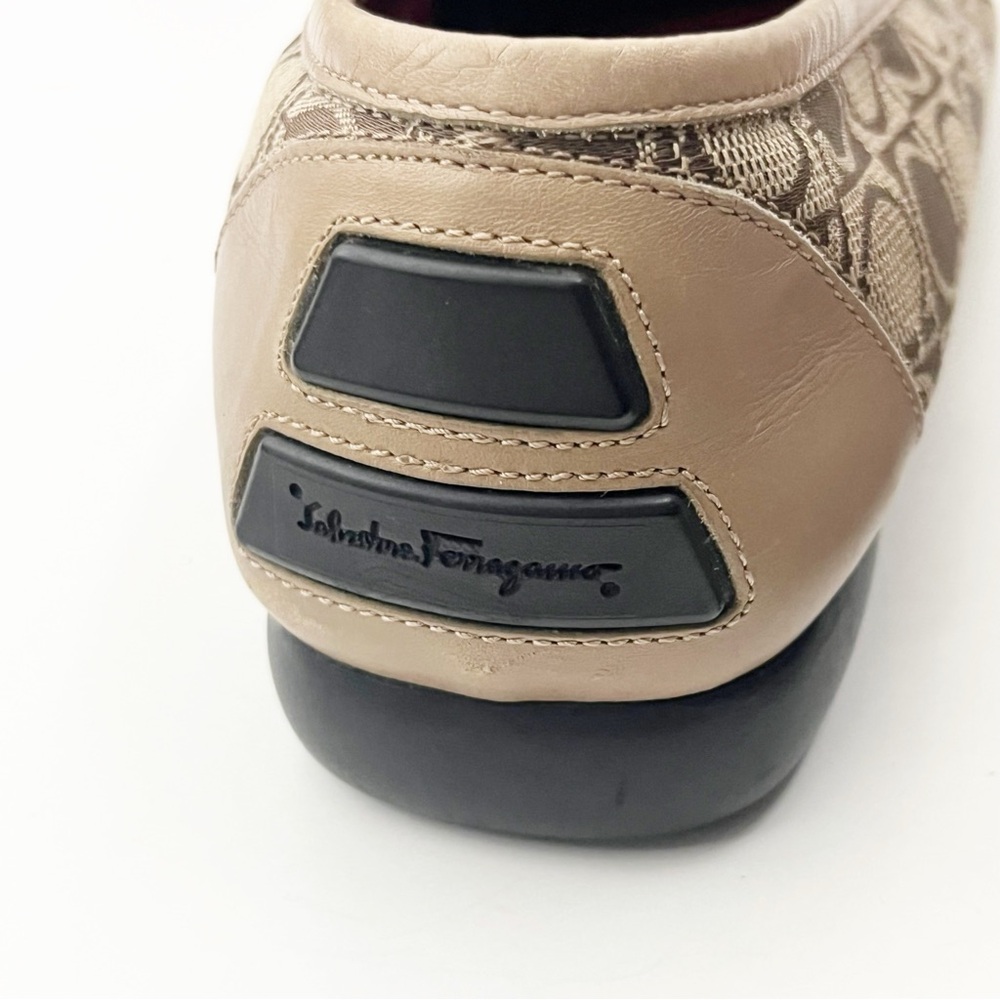 SALVATORE FERRAGAMO Brown Patterned Slip On Driving Loafers, Size 8.5AA - Picture 11 of 11